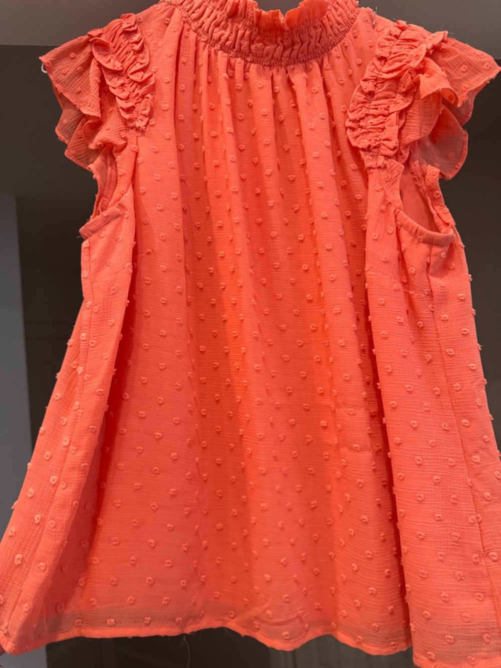 CeCe Coral Ruffle Sleeve Top
